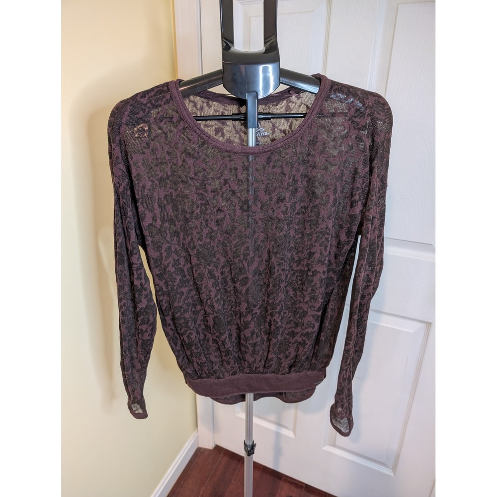 Prana Prairie Grove Sheer Top Plum Black‎ Long Sleeve Lightweight Mesh - Size S
